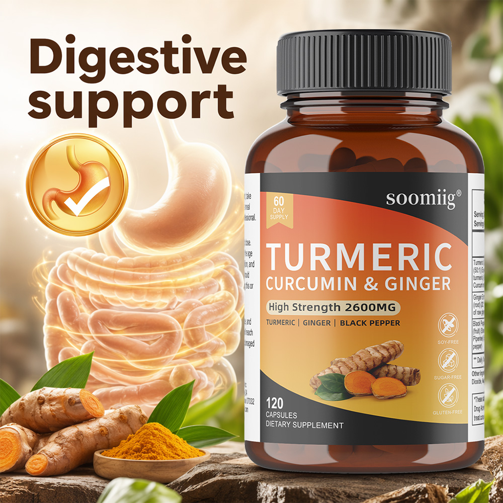 Turmeric Curcumin Capsule - แคปซูลขมิ้นขิงและพริกไทยดำ สารต้านอนุมูลอิสระ บรรเทาอาการปวดข้อ ช่วยระบบย่อยอาหารและเสริมสร้างภูมิคุ้มกัน 30/60/120 แคปซูล