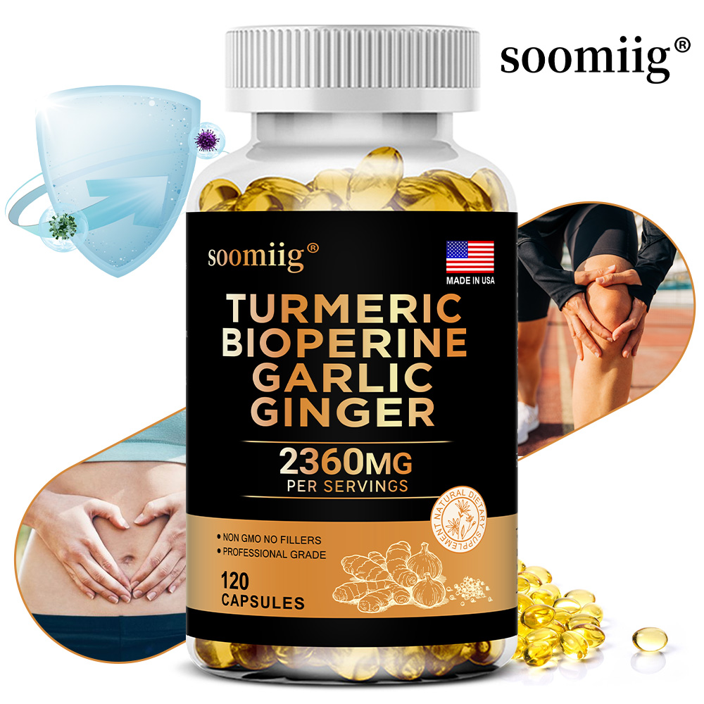 Turmeric Curcumin Capsule - อาหารเสริมขมิ้นขิงผสมกระเทียม คูร์คูมิน พริกไทยดำ ช่วยบำรุงสุขภาพข้อต่อ ส่งเสริมการย่อยอาหาร และเสริมสร้างภูมิคุ้มกัน